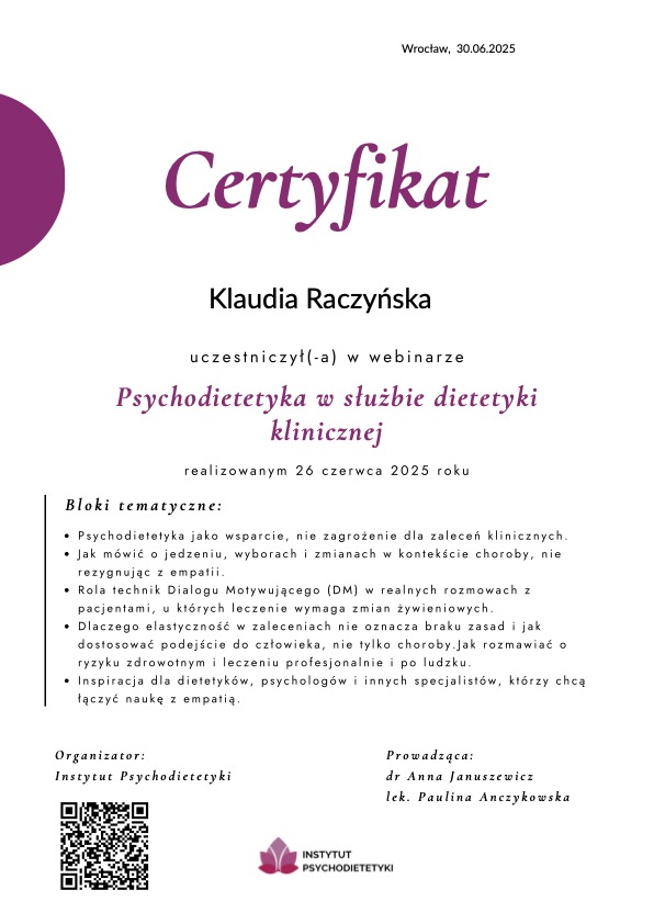 Psychodietetyka w służbie dietetyki klinicznej